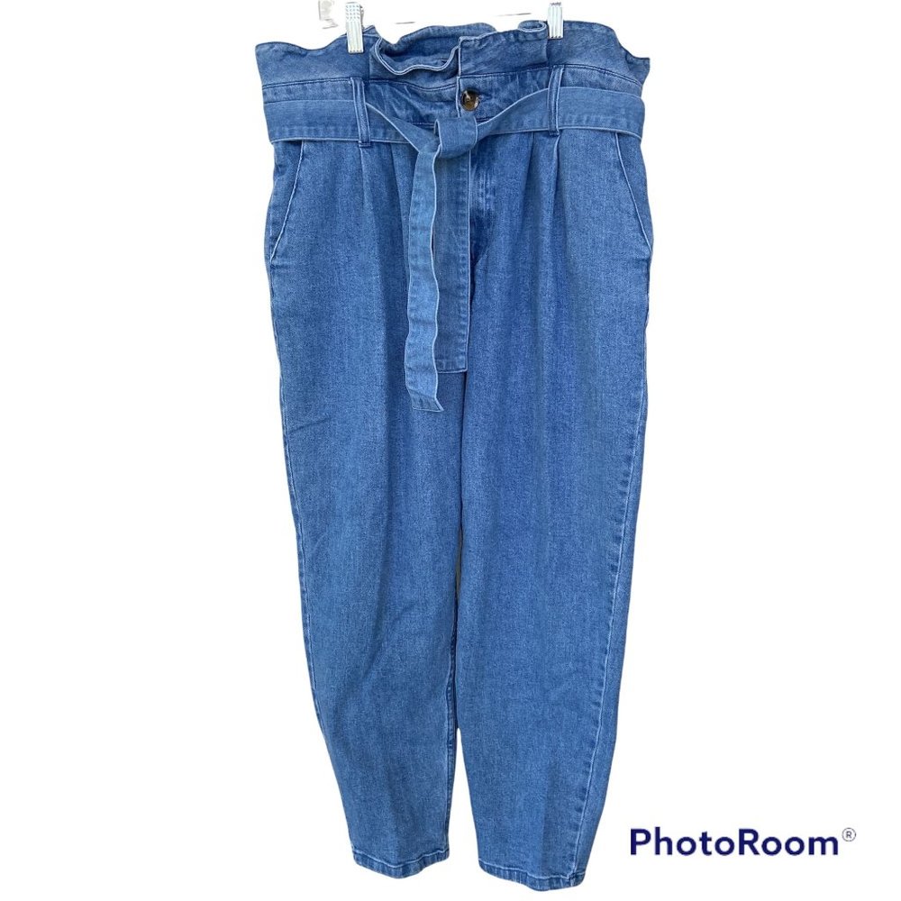 ✨2/$20✨ Who What Where Hight Waiste Baggy Cropped Angle Denim jeans Size 14 - Picture 1 of 7